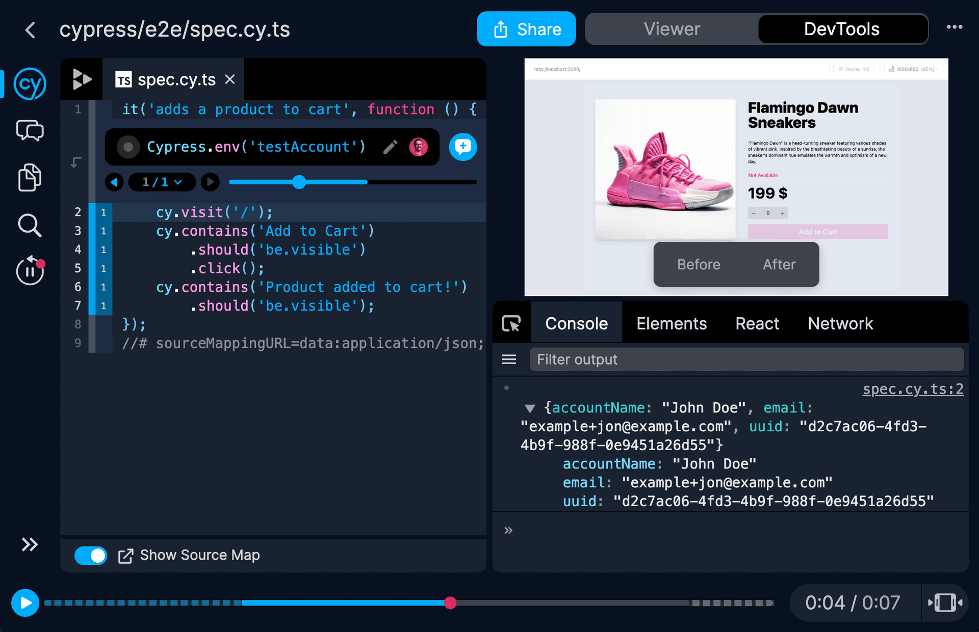 Logging out the Cypress.env() object